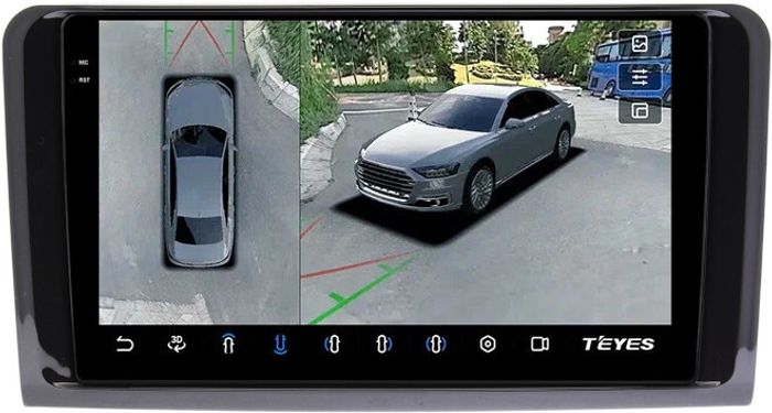 Магнитола для Mercedes-Benz ML W164, GL X164 2006-2012 (рамка глянцевая) - FarCar BX213M-360 монитор 9.5" 2K QLED на Android 13, Быстрая, CarPlay, 4G SIM-слот, 4 камеры в комплекте