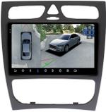 Магнитола для Mercedes-Benz G W463 2000-2006, C W203 2000-2004 (рамка большая) - FarCar BX1264M-360 монитор 9.5" 2K QLED на Android 13, Быстрая, CarPlay, 4G SIM-слот, 4 камеры в комплекте