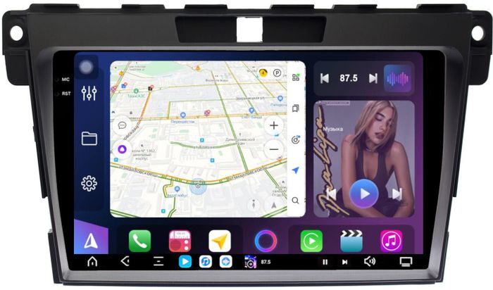 Магнитола для Mazda CX-7 2006-2012 - FarCar XXL097M монитор 9.5" 2K QLED на Android 14, TS20, 8+256Гб, CarPlay, 4G SIM-слот