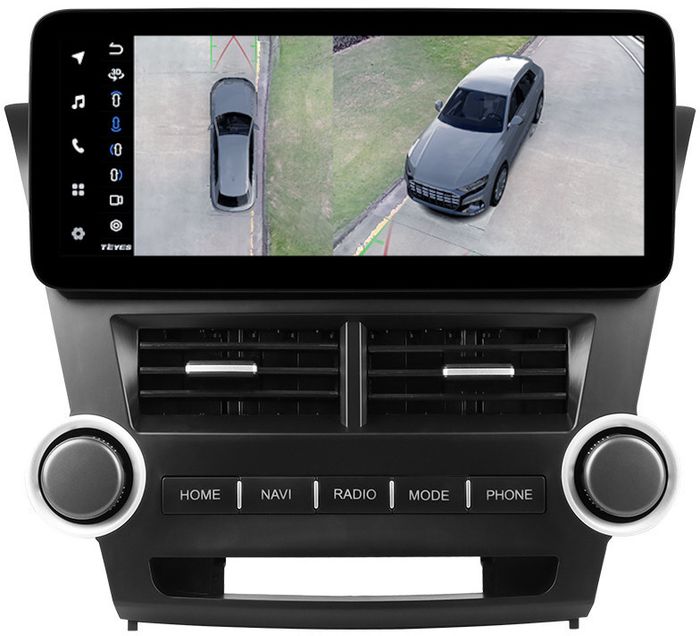 Магнитола для Toyota Highlander 2 XU40 2007-2013 (поддержка JBL, рамка LUX) - Teyes LUX ONE 360 монитор 12.3" 2K QLED на Android 10, 6/128Гб, CarPlay, 4G SIM-слот, 4 камеры в комплекте