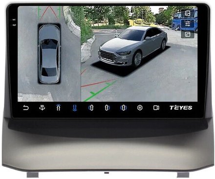 Магнитола для Ford Fiesta MK6 2012-2018 (голубой БК, рамка тип 1) - Teyes CC3-2K-360 на Android 10, 2K QLED, 6Гб+128Гб, CarPlay, 4G SIM-слот, 4 камеры в комплекте