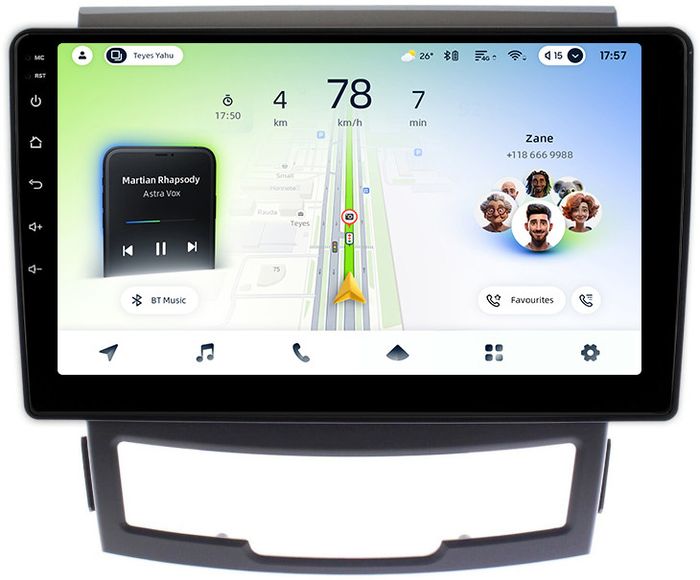 Магнитола для SsangYong Actyon 2 2011-2013 - Teyes CC4L-DTS монитор 9" IPS на Android 14, Быстрая, Snapdragon 662, CarPlay, 4G SIM-слот