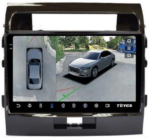 Магнитола для Toyota Land Cruiser 200 2007-2015 (экран климата внизу) - Teyes CC3-2K-360 на Android 10, 2K QLED, 6Гб+128Гб, CarPlay, 4G SIM-слот, 4 камеры в комплекте