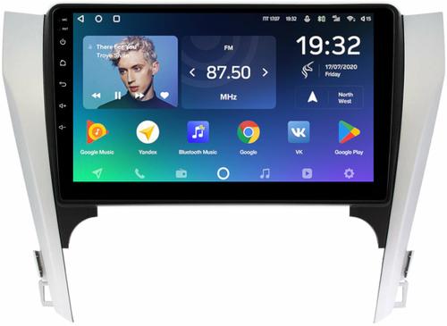 Магнитола Toyota Camry 50 2011-2014 (рамка серебристо-черная 10) - Teyes CC2 PLUS Android 10, ТОП процессор, 4-64, SIM-слот