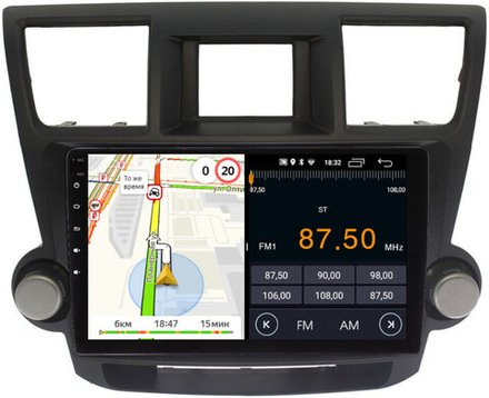 Магнитола для Toyota Highlander 2 2007-2013 XU40 - Parafar PF035T1FHD на Android 13, 8-ядер, 2Гб+32Гб, CarPlay, 4G SIM-слот (крутилки декоративные)