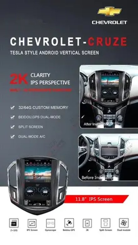 Магнитола для Chevrolet Cruze 2012-2015 - Kuberg ZF-1271-Q6 на Android 11, 8-ядер, 8ГБ-128ГБ, CarPlay, SIM-слот