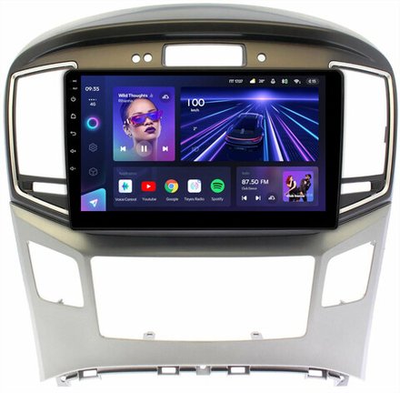Магнитола для Hyundai H1, Grand Starex 2015-2022 (ШГУ монохром, авто с часами) - Teyes CC3 монитор 9" QLED на Android 10, ТОП процессор, 4Гб+32Гб, CarPlay, 4G SIM-слот