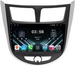 Магнитола для Hyundai Solaris 1 2010-2016 (рамка серебристо-черная тип 3) - FarCar S280 монитор 9.5" IPS на Android 13, CarPlay