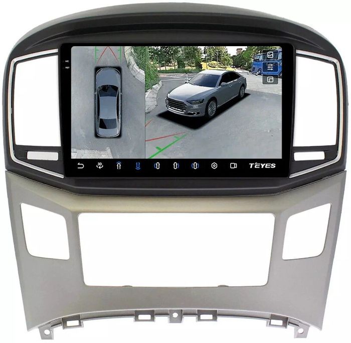 Магнитола для Hyundai H1, Grand Starex 2015-2022 (ШГУ монохром) - Teyes CC3-2K-360 монитор 9.5" 2K QLED на Android 10, 6Гб+128Гб, CarPlay, 4G SIM-слот, 4 камеры в комплекте