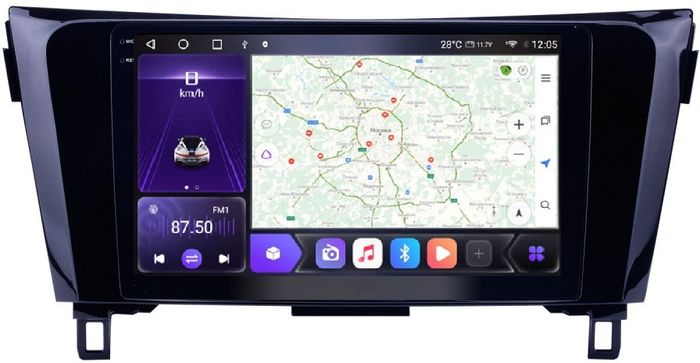 Магнитола для Nissan X-Trail T32, Qashqai J11 2014-2022 (рамка маленькая) - Kuberg OL-1675 QLed+2K, Android 12, TS10, CarPlay, 4G SIM-слот