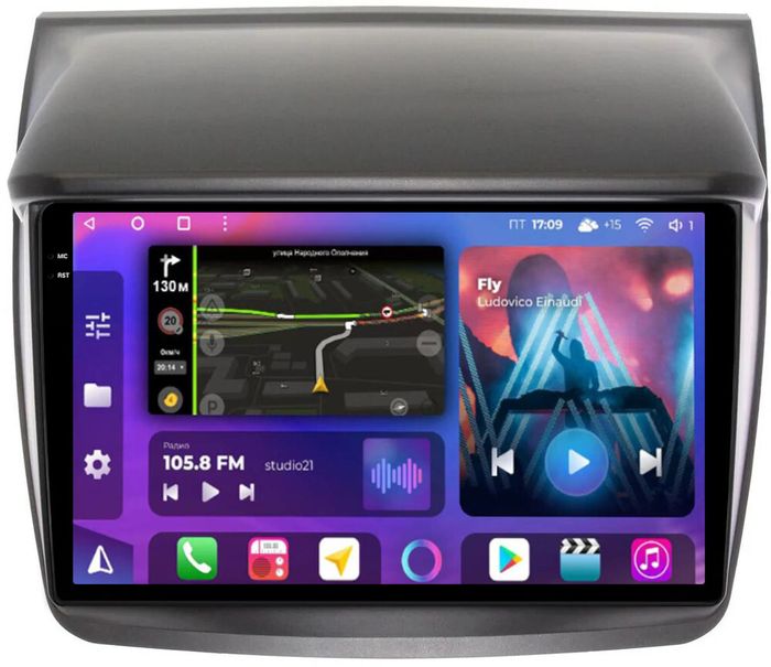 Магнитола для Mitsubishi L200 4, Pajero Sport 2 2006-2016 - FarCar BM094M-2K монитор 9.5" 2K QLED на Android 14, TS10, 4+32Гб, CarPlay, 4G SIM-слот