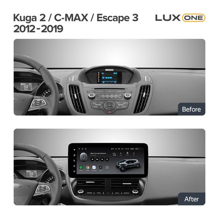 Магнитола для Ford Kuga 2 2013-2019 - Teyes LUX ONE ROUND монитор 12.3" 2K QLED на Android 10, ТОП процессор, CarPlay, 4G SIM-слот