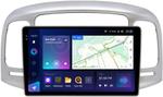 Магнитола для Hyundai Verna 2006-2010 (рамка серебро) - Teyes CC3-2K QLed Android 10, Быстрая, SIM-слот, CarPlay