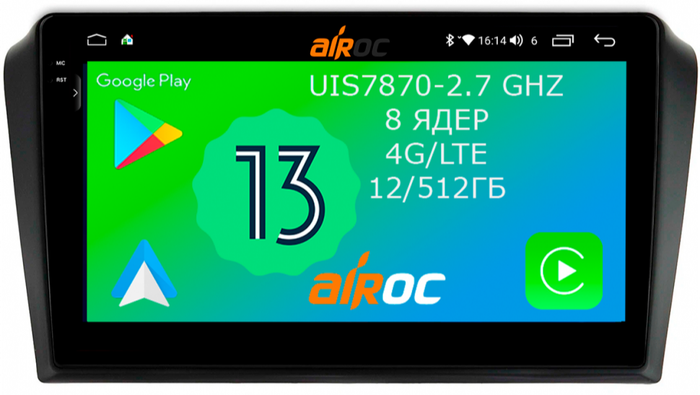 Магнитола для Mazda 3, Axela 2003-2009 - Airoc 2K AU-2413 на Android 13, Быстрейшая, SIM-слот