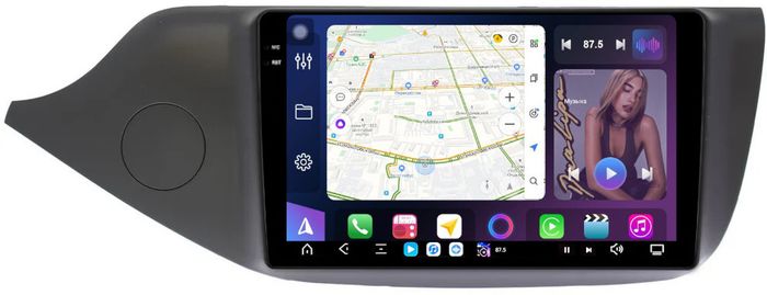 Магнитола для KIA Ceed 2 2012-2018 (рамка матовая) - FarCar GX9-7095M монитор 9.5" 2K QLED на Android 14, TS20, 6+128Гб, CarPlay, 4G SIM-слот