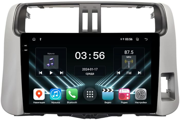 Магнитола для Toyota Land Cruiser Prado 150 2009-2013 (правый руль) - FarCar S280 монитор 9.5" IPS на Android 13, CarPlay