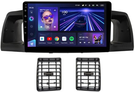 Магнитола для Toyota Corolla 120 2000-2007 (рамка черная с воздуховодами) - Teyes CC3 на Android 10, QLED, ТОП процессор, 4Гб+32Гб, CarPlay, 4G SIM-слот