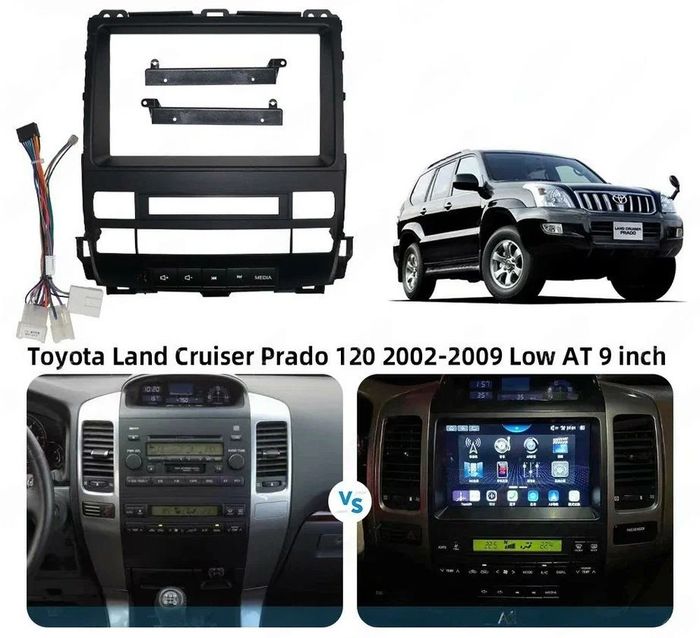 Магнитола для Toyota Land Cruiser Prado 120, Lexus GX470 (экран климата внизу, рамка 9") - Kuberg SF-9696-1 QLed+2K, Android 13, UIS7870 (DUDU7), CarPlay, SIM-слот