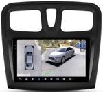 Магнитола для Renault Logan 2, Sandero 2 2014+ (рамка 9) - FarCar BX3051-9M-360 монитор 9.5" 2K QLED на Android 13, Быстрая, CarPlay, 4G SIM-слот, 4 камеры в комплекте