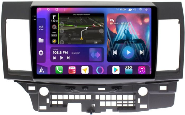 Магнитола для Mitsubishi Lancer X 2007-2016 - FarCar BM037M-2K монитор 10.36" 2K QLED на Android 14, TS10, 4+32Гб, CarPlay, 4G SIM-слот