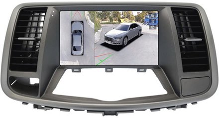 Магнитола для Nissan Teana J32 2008-2013 (ШГУ монохром, рамка тип 2) - Teyes CC3-2K-360 монитор 9.5" 2K QLED на Android 10, 6+128Гб, CarPlay, 4G SIM-слот, 4 камеры в комплекте