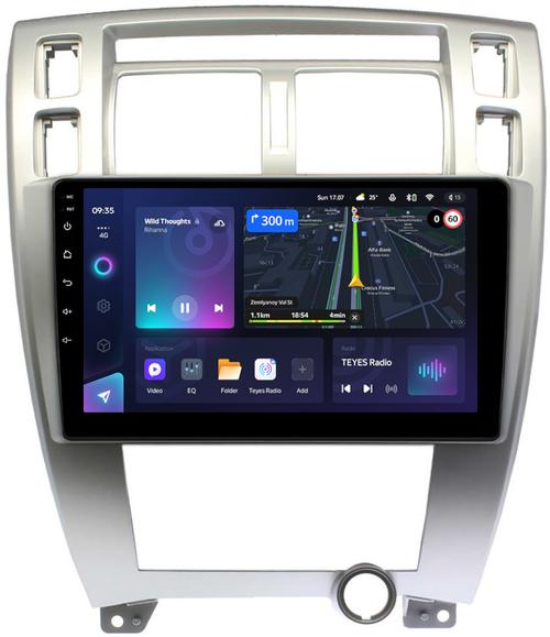 Магнитола для Hyundai Tucson 1 2004-2009 (рамка серебро) - Teyes CC3 монитор 10" QLED на Android 10, ТОП процессор, 4Гб+32Гб, CarPlay, 4G SIM-слот