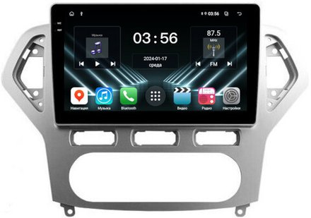 Магнитола для Ford Mondeo 4 2007-2010 (рамка серебро) - FarCar DX1231M монитор 10.36" IPS на Android 13, 4+64Гб, CarPlay