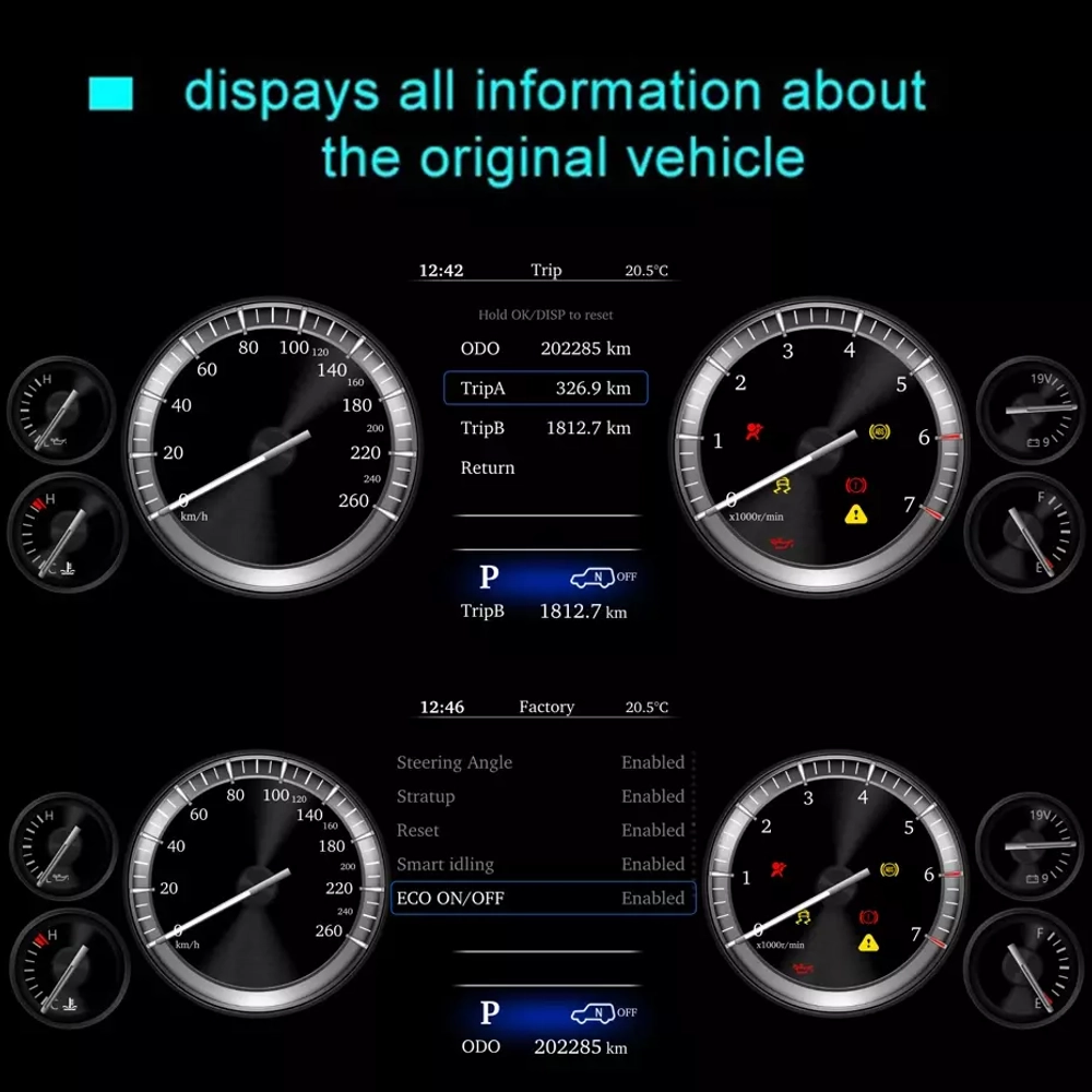 Электронная панель приборов Toyota Land Cruiser 200 2007-2015 - Kuberg NH-LCD-T01 с LCD / ЖК 12.3" экраном QLED