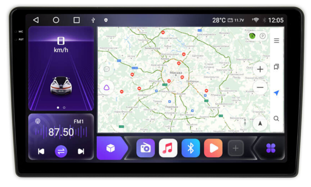 Магнитола для AUDI A4 2000-2008 (B6,B7) - Kuberg OL-9102 QLed+2K, Android 12, TS10,  CarPlay, 4G SIM-слот