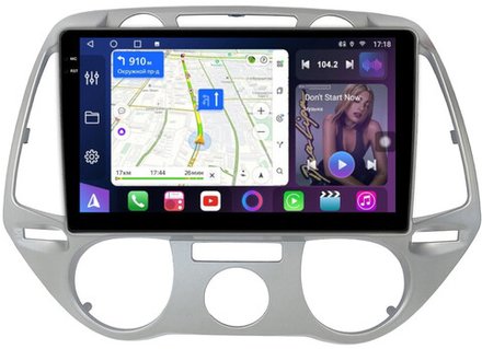 Магнитола для Hyundai i20 2009-2012 (кондиционер) - FarCar 3243M монитор 9.5" QLED на Android 14, TS18, CarPlay, 4G SIM-слот