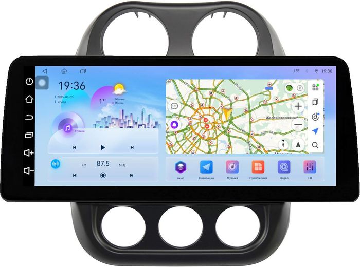 Магнитола для Jeep Compass 2011-2015 - FarCar монитор 12.3" 2K QLED на Android 14, Быстрая, CarPlay, 4G SIM-слот