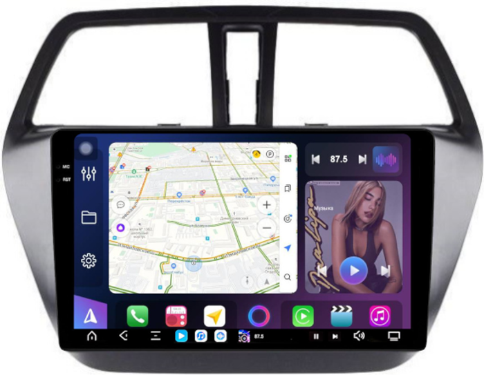 Магнитола для Suzuki SX4 2 2013-2021 - FarCar XXL337M монитор 9.5" 2K QLED на Android 14, TS20, 8+256Гб, CarPlay, 4G SIM-слот