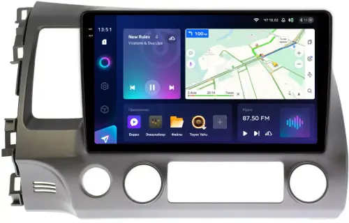 Магнитола для Honda Civic 8 4d 2005-2012 (левый руль, рамка 10) - Teyes CC3-2K на Android 10, 2K QLED, ТОП процессор, CarPlay, 4G SIM-слот