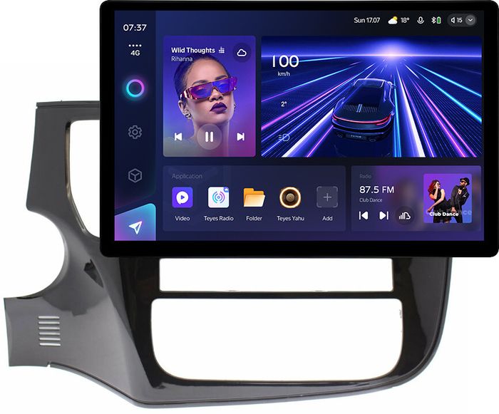 Магнитола для Mitsubishi Outlander 3 2012-2022 (левый руль, рамка 10) - Teyes CC3-2K монитор 13", QLED+2K, Android 10, ТОП процессор, 4G SIM-слот, CarPlay
