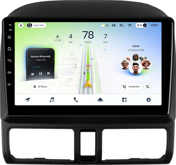 Магнитола для Honda CR-V 2 2000-2006 - Teyes CC4L монитор 9" IPS на Android 14, Быстрая, Snapdragon 662, CarPlay, 4G SIM-слот