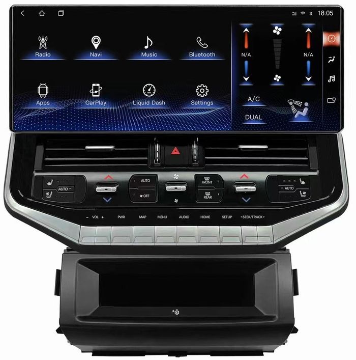 Магнитола для Toyota Land Cruiser 200 2007-2015 (экран климата внизу) - Kuberg KP-T1601 монитор 16.3" на Android 10, 6/128Гб, CarPlay, 4G SIM-слот, беспроводная зарядка