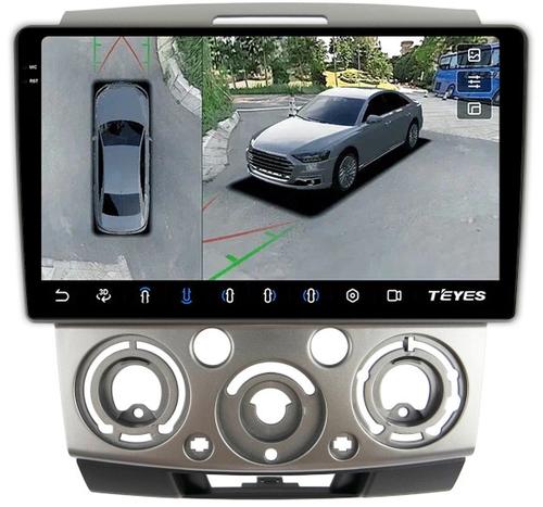 Магнитола для Ford Ranger 2, Mazda BT-50 2007-2011 (рамка серебро) - Teyes CC3-2K-360 на Android 10, 2K QLED, 6Гб+128Гб, CarPlay, 4G SIM-слот, 4 камеры в комплекте