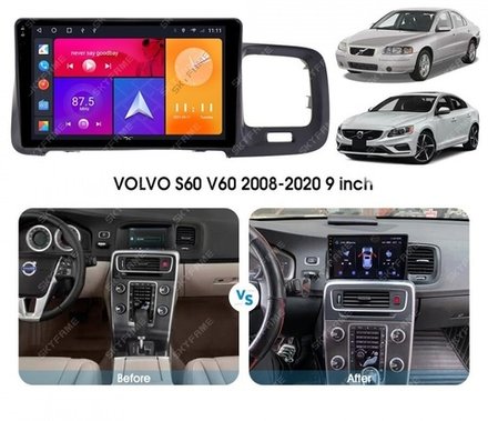 Магнитола для Volvo S60/V60 2010-2018 (штатный экран 7") - Kuberg SF-9002 QLed+2K, Android 13, TS20, CarPlay, 4G SIM-слот