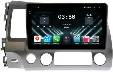 Магнитола для Honda Civic 8 4d 2005-2012 (левый руль) - FarCar DX044M монитор 10.36" IPS на Android 13, 4+64Гб, CarPlay