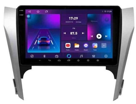 Магнитола для Toyota Camry 50 2011-2014 (рамка серебристо-черная под 10") - Parafar PF131T2LUX1RN2K на Android 13, QLED+2K, ТОП процессор, 4Гб+32Гб, CarPlay, 4G SIM-слот