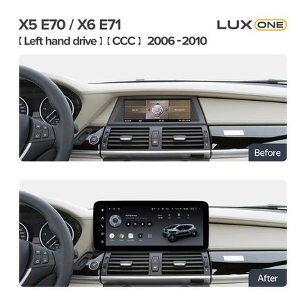 Магнитола для BMW X5 E70, X6 E71 2006-2009 CCC - Teyes LUX ONE ROUND монитор 12.3" 2K QLED на Android 10, CarPlay, 4G SIM-слот