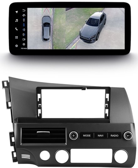 Магнитола для Honda Civic 8 4d 2005-2012 (левый руль) - Teyes LUX ONE 360 монитор 12.3" 2K QLED на Android 10, CarPlay, 4G SIM-слот, 6/128 ГБ, 4 камеры в комплекте
