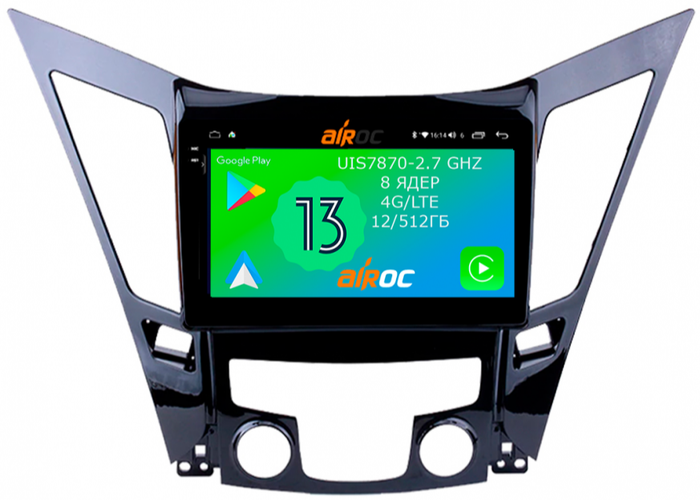 Магнитола для Hyundai Sonata 2010-2013 (YF) - AIROC 2K RX-2048 на Android 13, TS20, 12/512Гб, SIM-слот