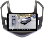 Магнитола для Chevrolet Cruze 1 2012-2015 (рамка черная) - FarCar BX261M-360 монитор 9.5" 2K QLED на Android 13, Быстрая, CarPlay, 4G SIM-слот, 4 камеры в комплекте