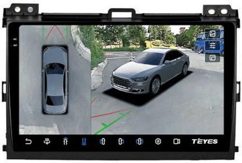 Магнитола для Toyota Land Cruiser Prado 120, Lexus GX470 (экран климата внизу) - Teyes CC3-2K-360 на Android 10, 2K QLED, 6Гб+128Гб, CarPlay, 4G SIM-слот, 4 камеры в комплекте