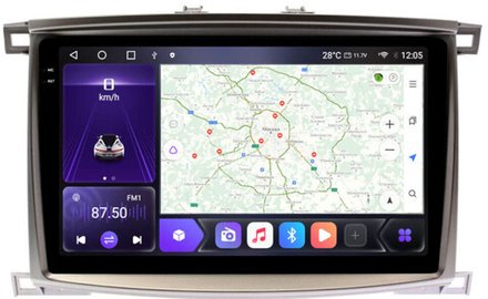 Магнитола для Toyota Land Cruiser 100, Lexus LX470 2002-2007 (климат на цветном экране) - Kuberg SF-1698-2 QLed+2K, Android 12, TS10, CarPlay, 4G SIM-слот