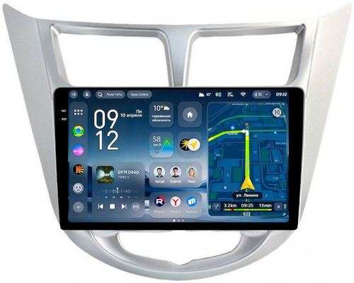 Магнитола для Hyundai Solaris 1 2010-2016 (рамка серебро) - Teyes CC4-PRO монитор 9.5" 2K QLED на Android 13, Snapdragon 778G, ИИ, CarPlay, DSP, 4G SIM-слот
