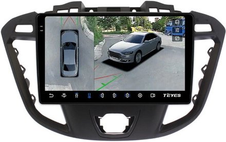 Магнитола для Ford Transit Custom, Tourneo Custom 2012-2019 - Teyes CC3-2K-360 монитор 9.5" 2K QLED на Android 10, 6Гб+128Гб, CarPlay, 4G SIM-слот, 4 камеры в комплекте
