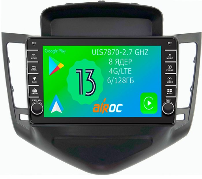 Магнитола для Chevrolet Cruze 2009-2012 - Airoc AB-1308 (кнопки и крутилки), Android 13, Быстрая, SIM-слот, CarPlay