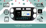 Магнитола для Volkswagen Tiguan 2011-2016 (рамка черная, прямоуг. кнопка ) - Vaycar VA81-0489-2K на Android 13, Быстрая, 2K QLED, CarPlay, 4G SIM-слот